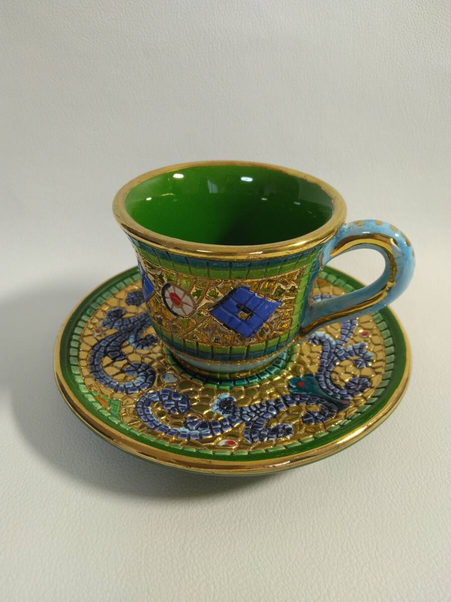 デミタスカップ＆ソーサー　イタリア　デルタ焼　ZECCHINO IN ORO 手作り　アンティーク_画像1