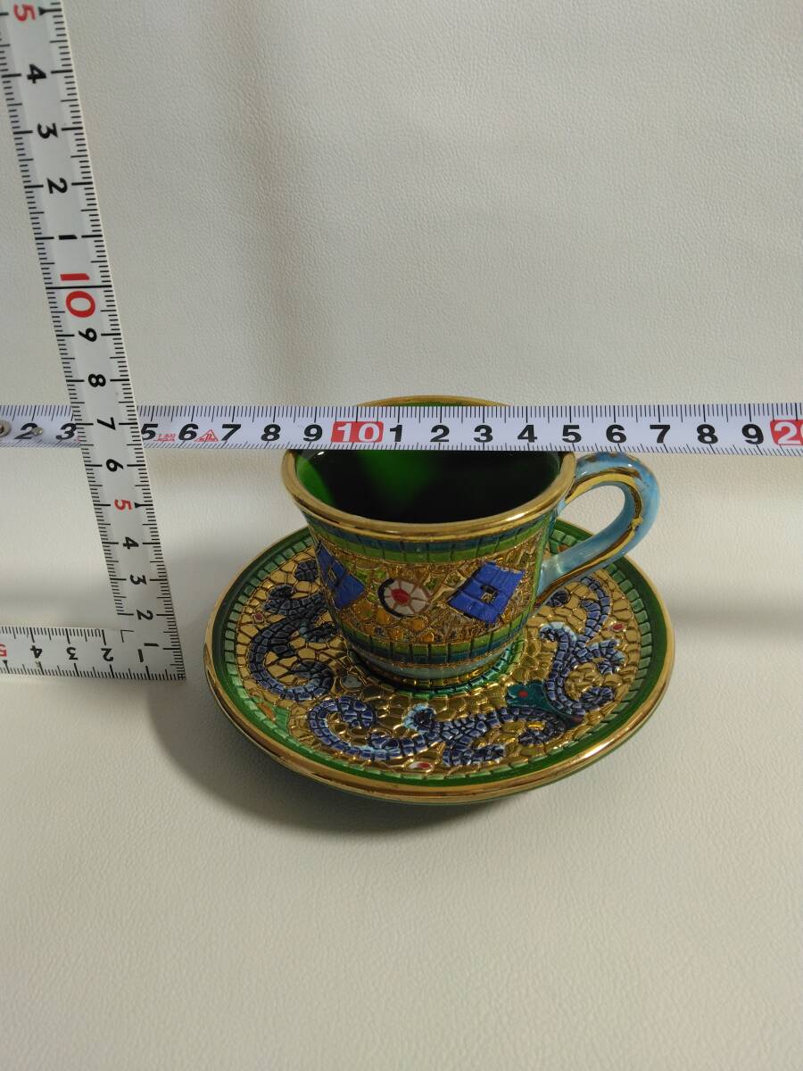 デミタスカップ＆ソーサー　イタリア　デルタ焼　ZECCHINO IN ORO 手作り　アンティーク_画像7