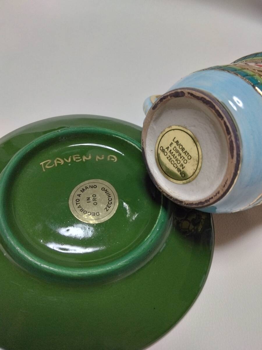 デミタスカップ＆ソーサー　イタリア　デルタ焼　ZECCHINO IN ORO 手作り　アンティーク_画像6