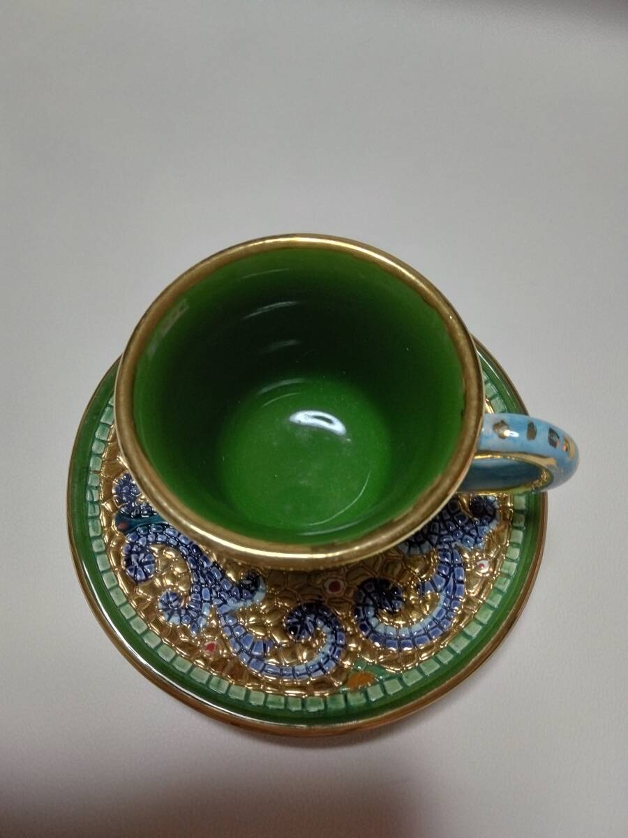 デミタスカップ＆ソーサー　イタリア　デルタ焼　ZECCHINO IN ORO 手作り　アンティーク_画像9