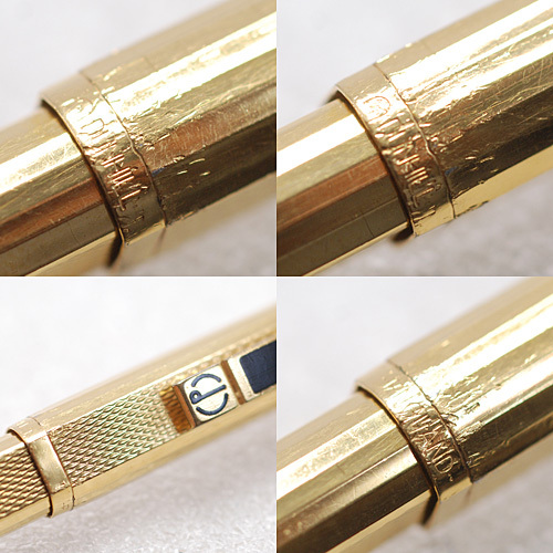 ダンヒル ドレス バーレイ柄 ゴールドプレート キャップ式 ボールペン 筆記確認(rèn)済(16665)