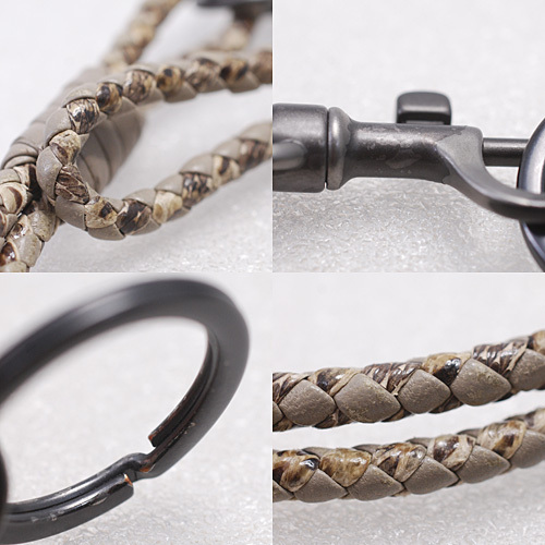 ボッテガ?ヴェネタ イントレチャート アイヤーズ(水蛇) パイソン レザー ネックストラップ キーリング付き グレートーン(16490)