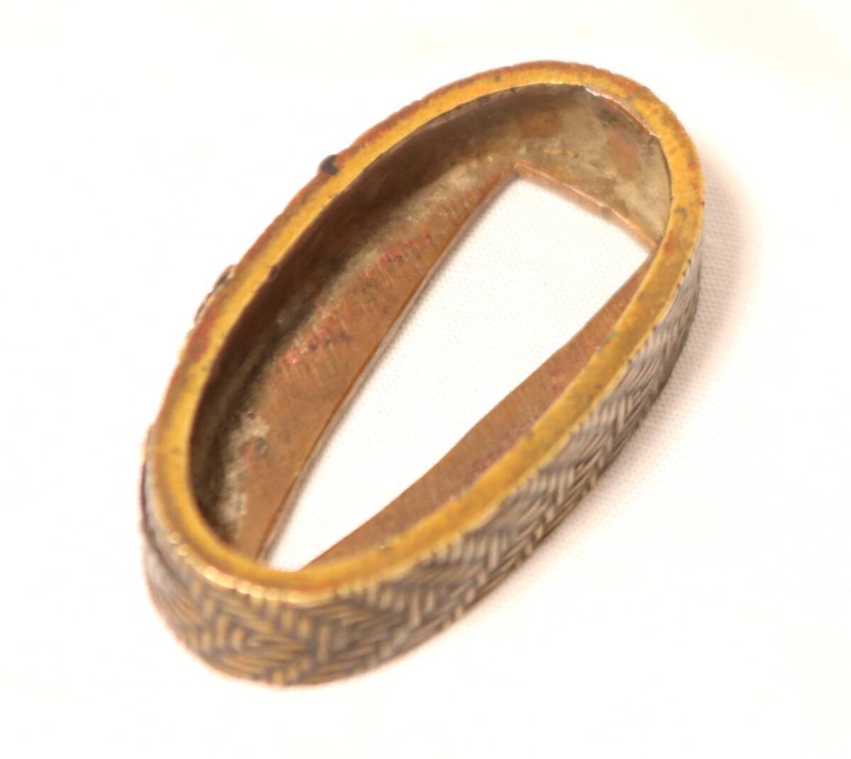 枝花小景図~編目地に金、銀象嵌入~刀剣縁頭乃縁金具 刀装具_画像10