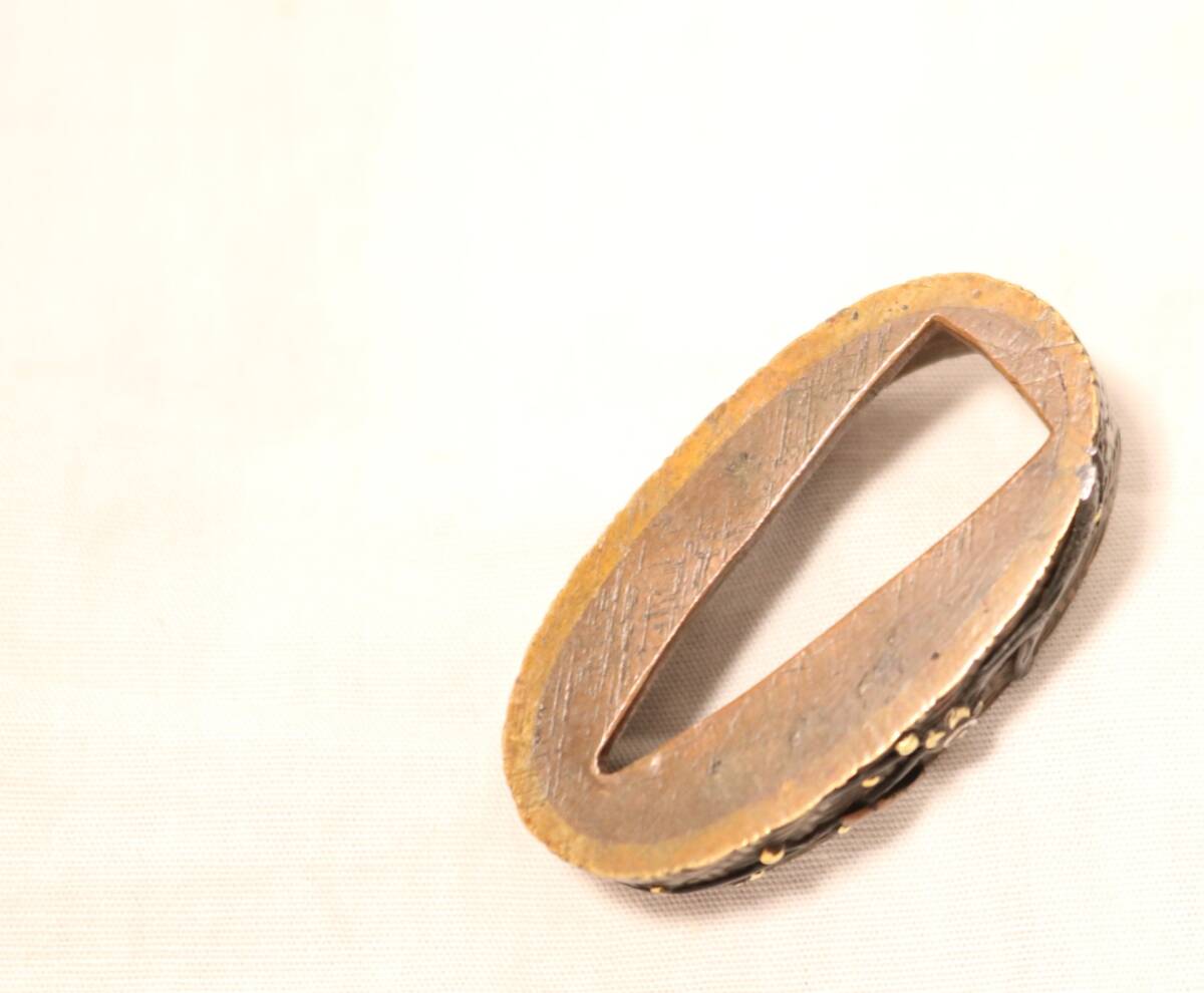 枝花小景図~編目地に金、銀象嵌入~刀剣縁頭乃縁金具 刀装具_画像7