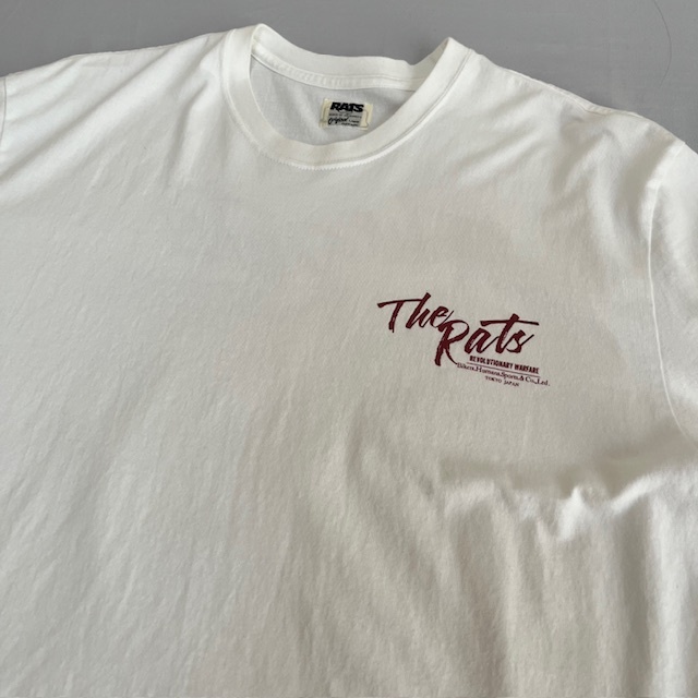 ★RATSラッツ/The Rats TEE★白×エンジ/L★Tシャツ★_画像4