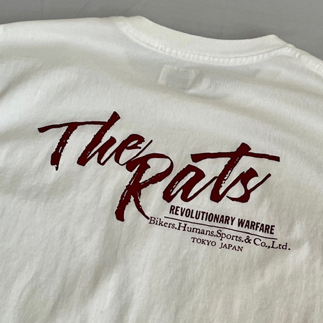 ★RATSラッツ/The Rats TEE★白×エンジ/L★Tシャツ★_画像1