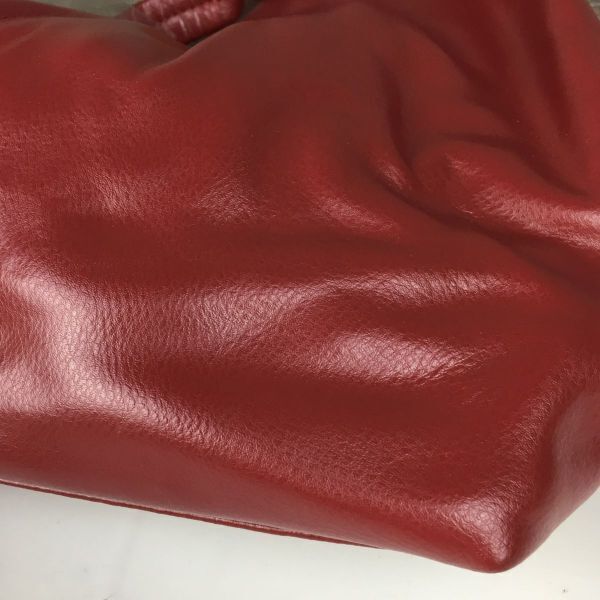 未使用タグ付き　REAL CUBE/リアルキューブ　3點(diǎn)セット/インナーバック＆ポーチ付　本革/レザー　ハンド/肩掛けバッグ　赤　管NO.YB16-31