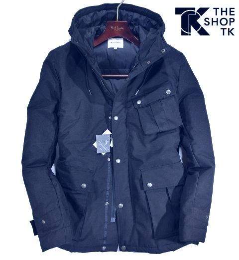 ◆F79 新品 タケオキクチ THE SHOP TK 高密度 TOUGH AIR CROSS 多ポケットフーデット中綿ブルゾン 【M】ブルー系_画像1