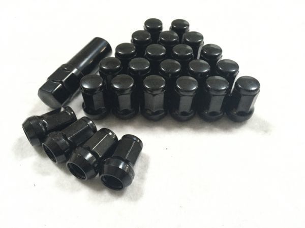P1.5 24本 盗難防止7角 BLACK 安心スチール製 ホイールナット 20本 ハイエース ヘプタゴンナット ブラック スチールナット 車 ナット 黒_画像1