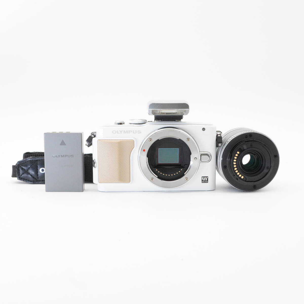 訳あり美品 OLYMPUS オリンパス PEN Lite E-PL5 ホワイト BFY508023 / M.ZUIKO DIGITAL 14-42mm F3.5-5.6 ⅡR レンズキット #AA6797