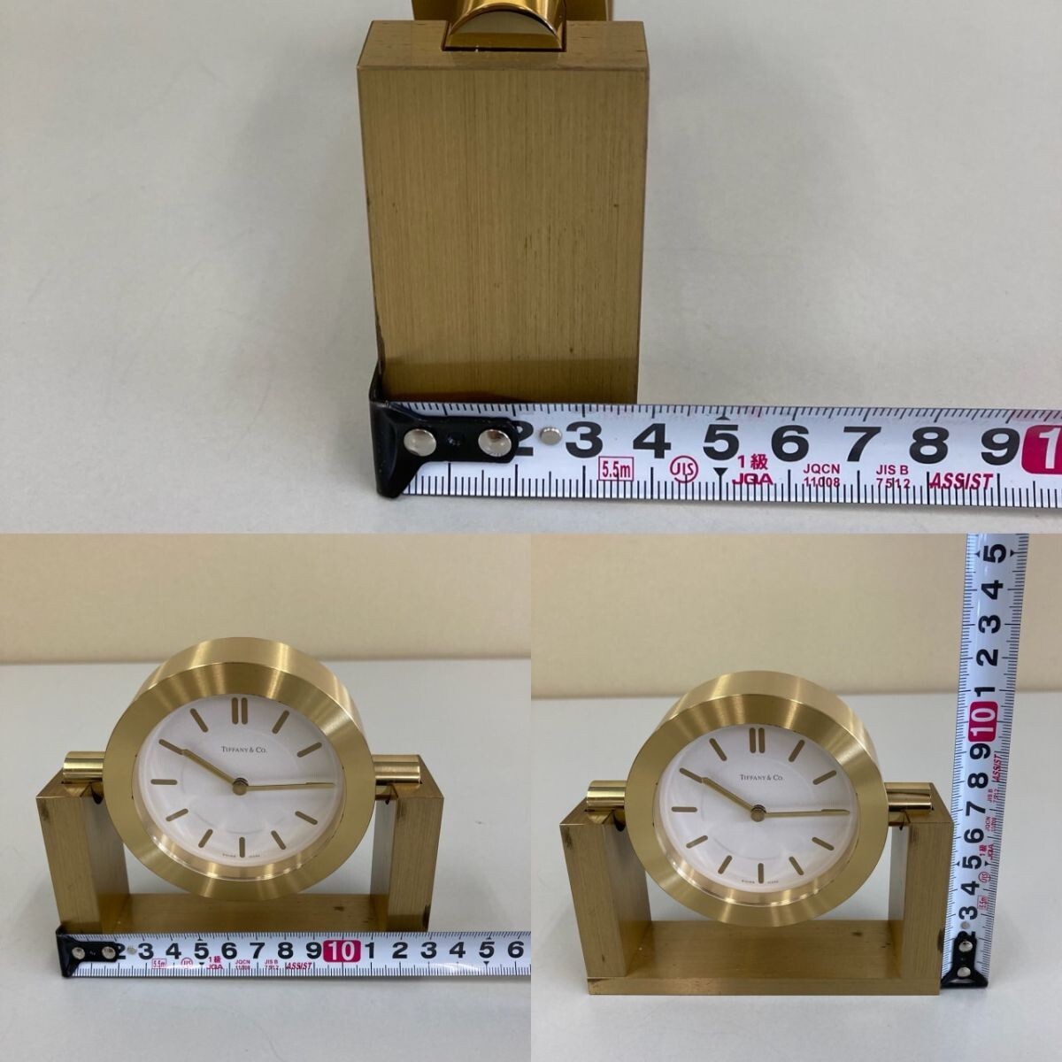 D349-T6-3784 TIFFANY&Co. クォーツ 215389 置時(shí)計(jì) 稼働 ゴールドカラー ホワイト文字盤 2針 インテリア TE