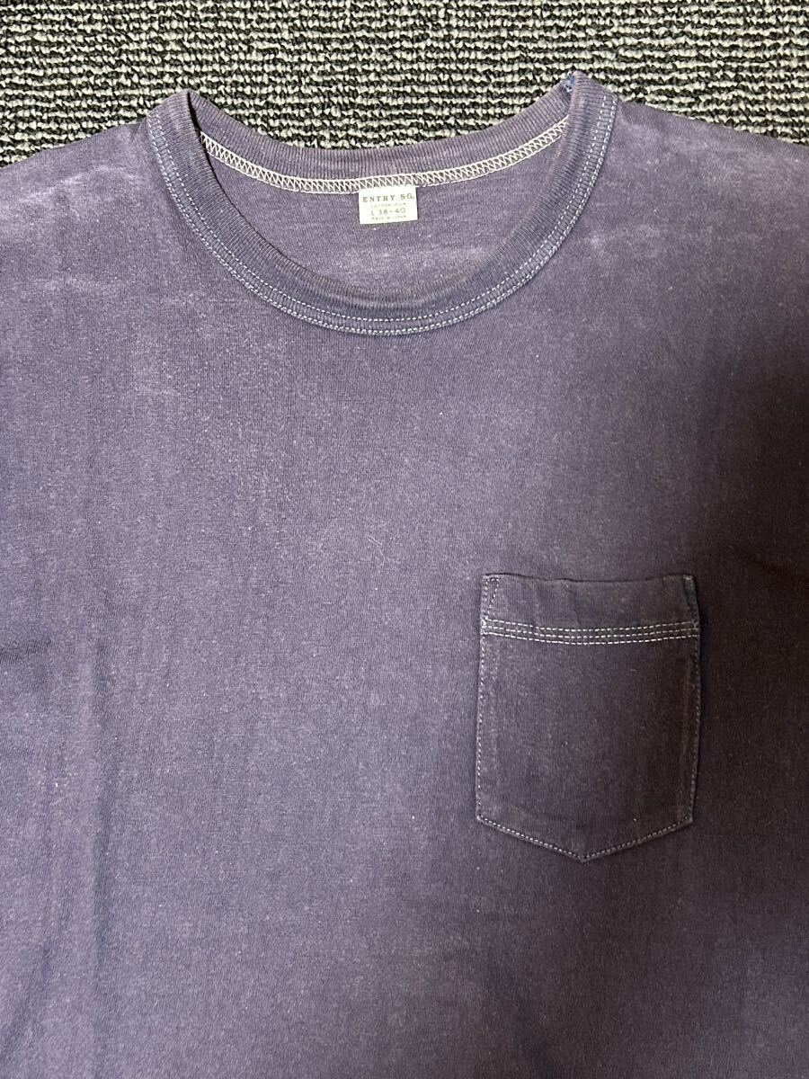 ENTRY SG エントリーエスジー 半袖 Tシャツ カットソー ネイビー サイズL 日本製_画像2