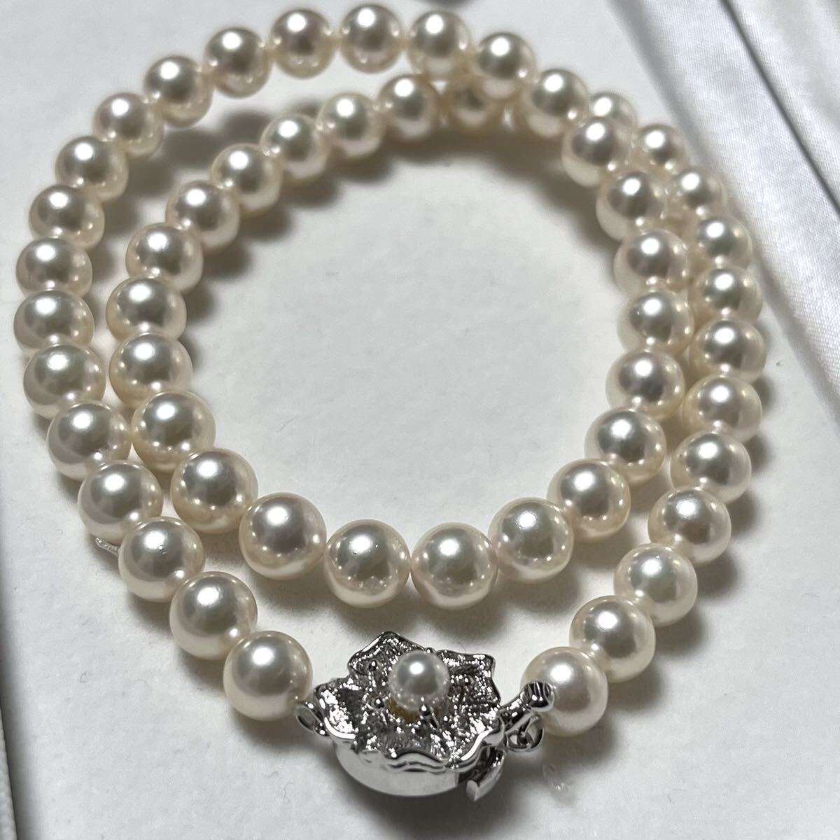 アコヤ真珠 8mm 41cm ホワイト ネックレス 本真珠 アクセサリー SILVER pearl あこや パール