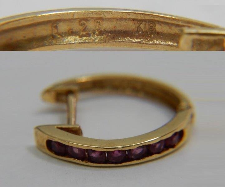 K18 1.3ｇ ルビー？ ピアス 片方 レタ-パックライト可 0929X14G_画像1