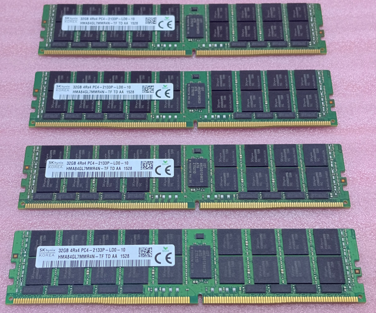 ◎SK hynix HMA84GL7MMR4N-TF 4枚セット - PC4-17000/DDR4-2133/PC4-2133P ECC Load-Reduced 288Pin DDR4 LRDIMM 128GB(32GB x4) 動作品_画像1