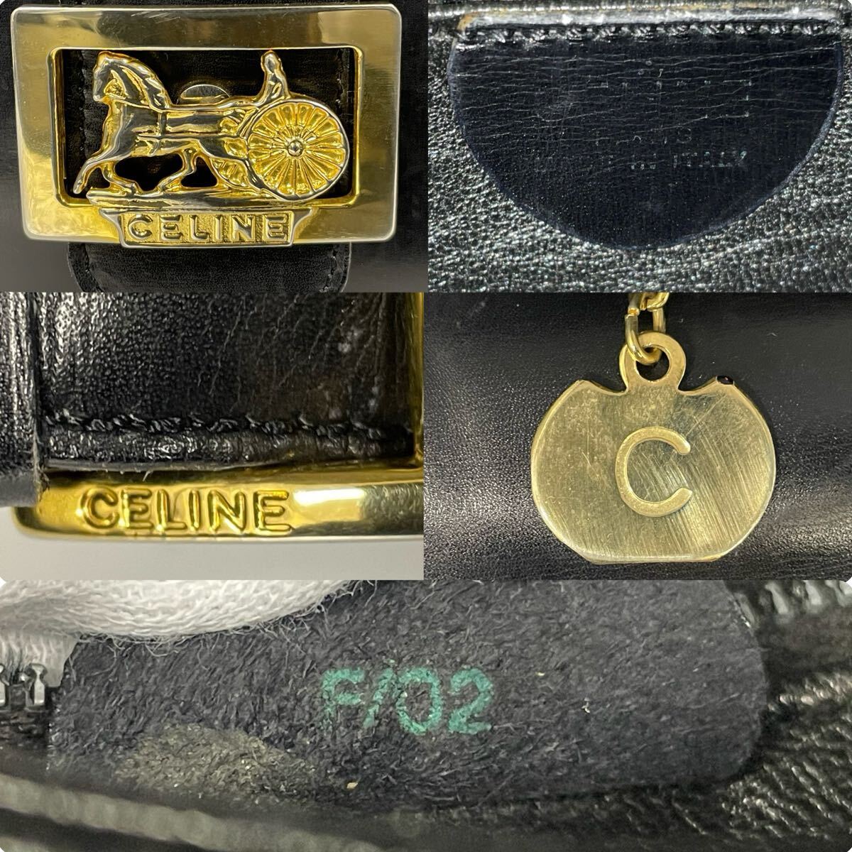 【9山16】1円スタート CELINE / F/02 セリーヌ ショルダーバッグ バッグ 馬車金具 ブラック