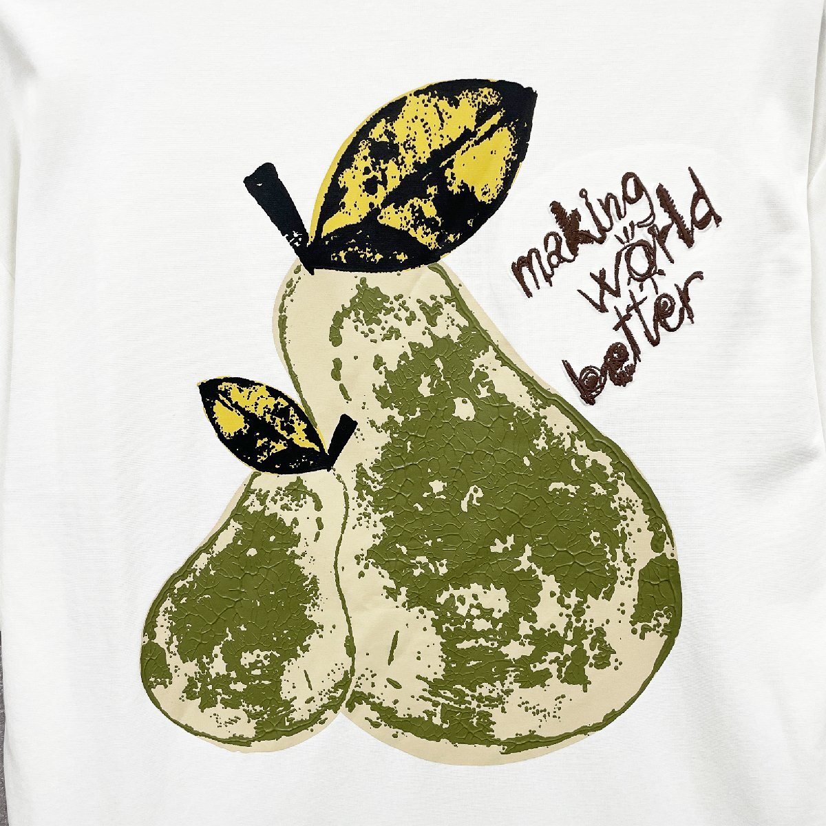 人気?半袖Tシャツ 定価2萬(wàn)◆Emmauela?イタリア?ミラノ発◆綿混 ソフト 吸汗 通気 洋ナシ柄 刺繍 シンプル トップス メンズ 春夏 M/46サ