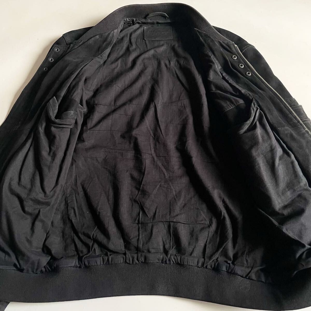 オールセインツ MA-1 羊革 シープスキン スエード生地 ボンバージャケット EXTRA SMALL サイズ感M-L相当 ブラック ALLSAINTS メンズ 秋冬_画像7