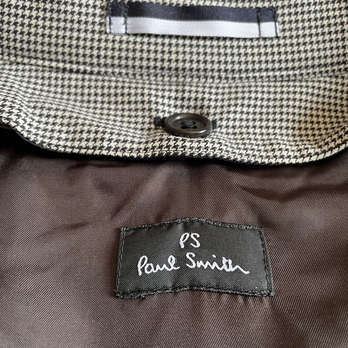 Paul Smith ポールスミス 千鳥柄 トレンチコート ウールライナー(著脫可) Lサイズ グレー系 ラグランスリーブ メンズ ロングコート 秋冬