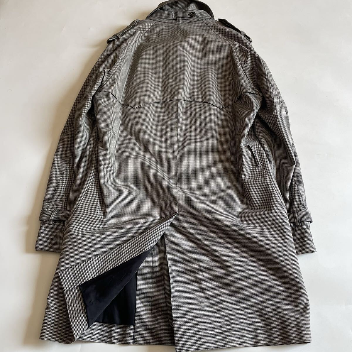 Paul Smith ポールスミス 千鳥柄 トレンチコート ウールライナー(著脫可) Lサイズ グレー系 ラグランスリーブ メンズ ロングコート 秋冬