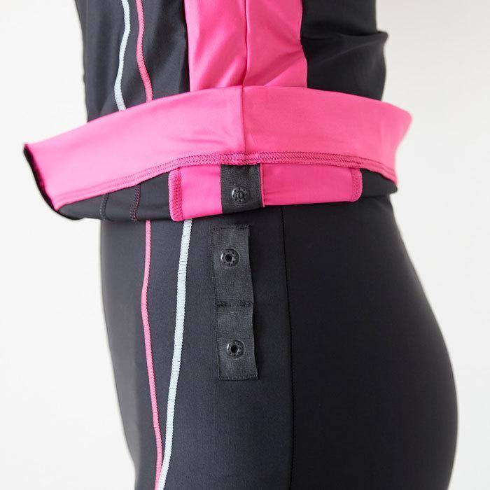 9 номер M размер новый товар FILAsepare-tsu фитнес купальный костюм чёрный × розовый сорван предотвращение рукав имеется женский короткий рукав полный Zip танкини купальный костюм 311203