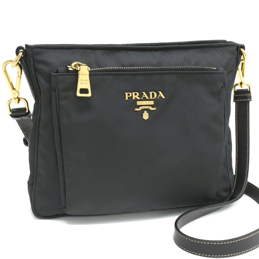 プラダ クロスボディ ショルダーバッグ BT0693 ナイロン ブラック ゴールド金具 PRADA