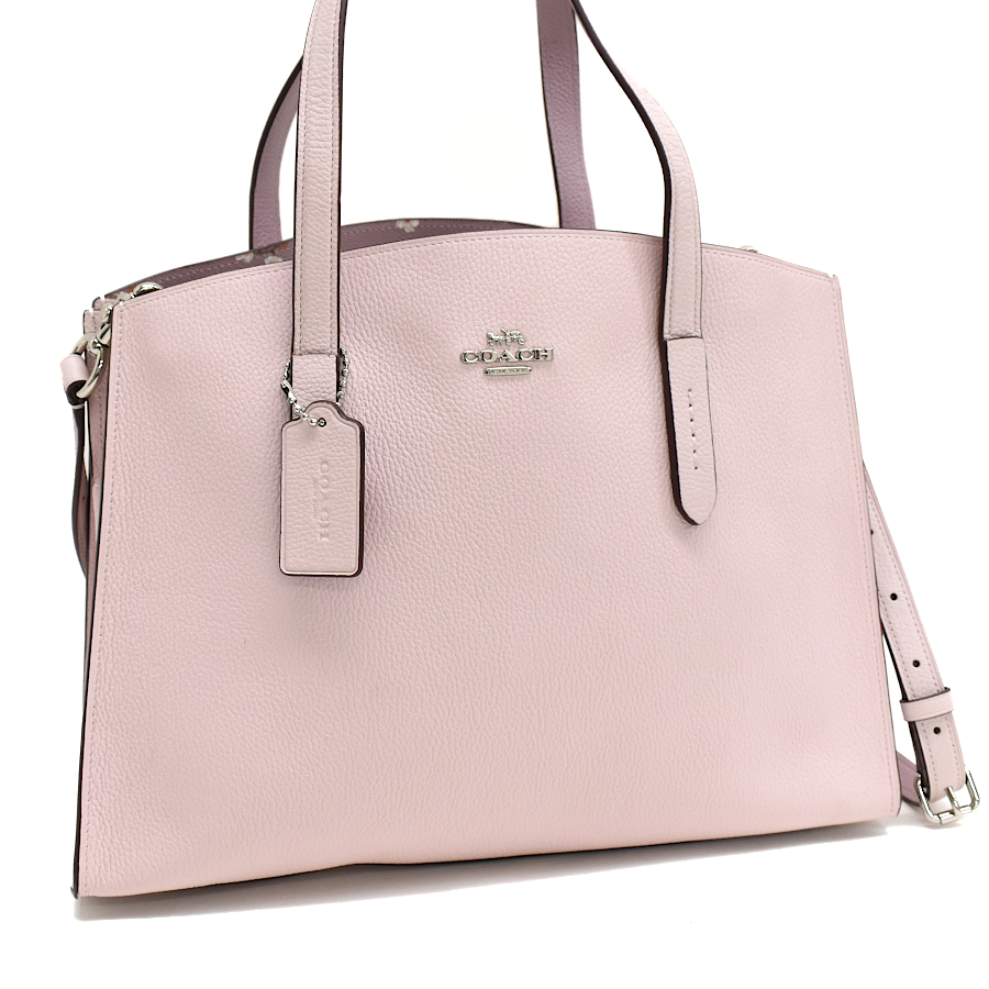 コーチ チャーリー キャリーオール 2way トートバッグ 30318 レザー ライトピンク COACH_画像1