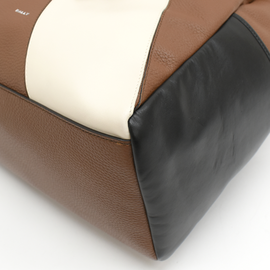 バリー バックパック リュックサック レザー カラーブロック ブラウン ブラック ホワイト BALLY_画像5