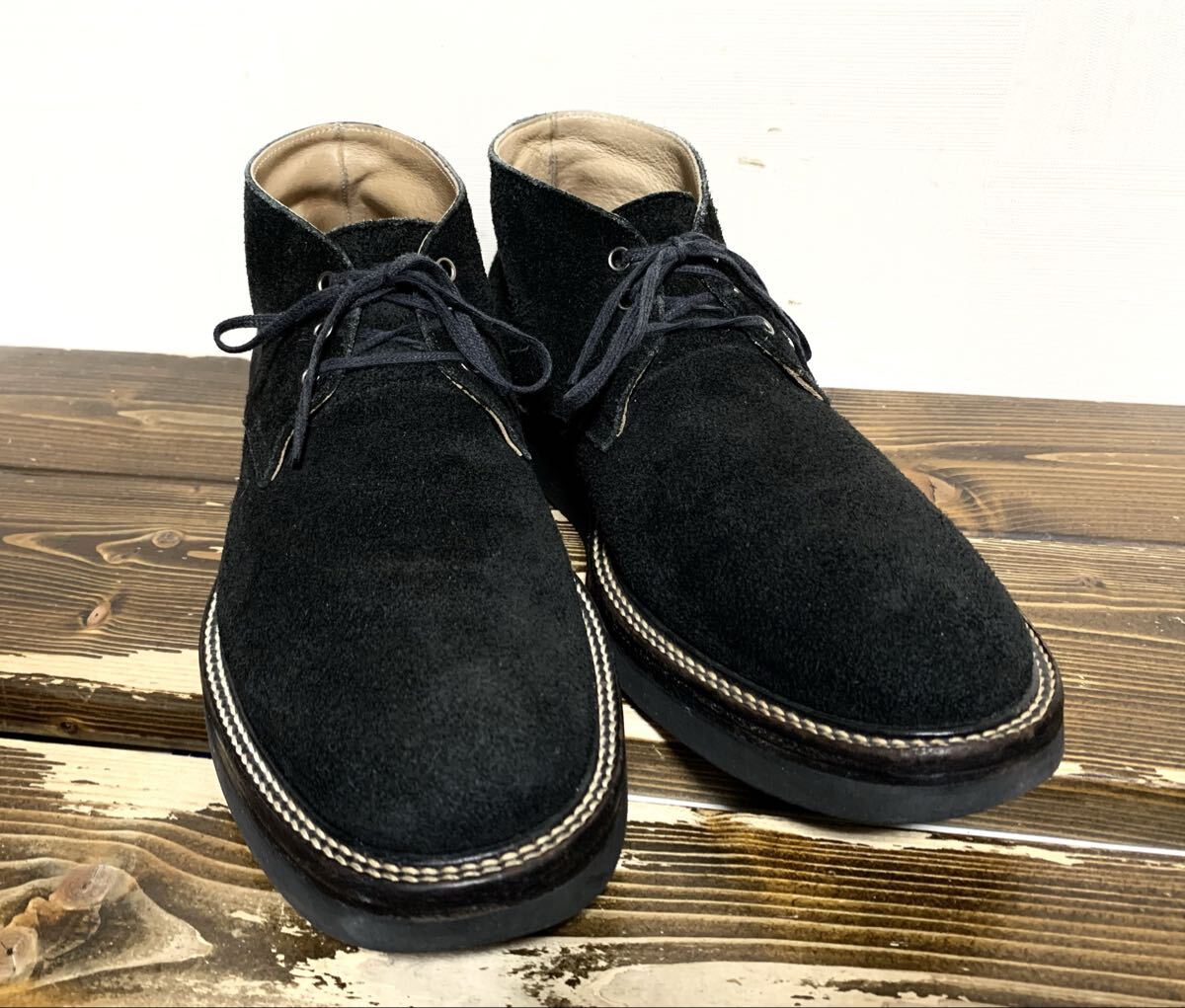 blutenblatt.スエード レザー デザート ブーツ 8.5(26.5/黒/3.5cm 厚底 ビブラムソール/上質(zhì).牛革/backlash tornado mart 5351 type)