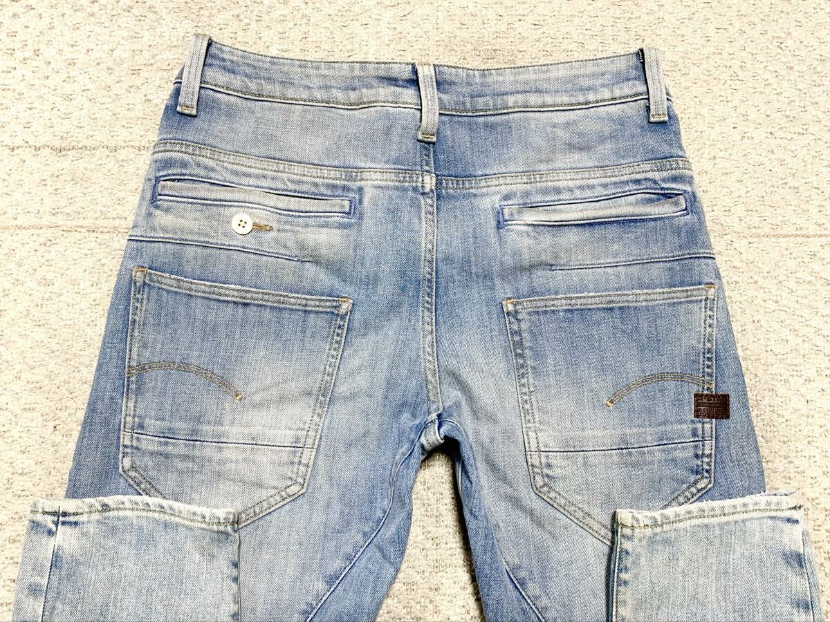 美品:G-STAR RAW(ジースターロウ).ストレッチ スリム デニム 28×32(D-STAQ 3D SLIM/Used加工/チェーンステッチ/バイカー/W80股下76/diesel_画像4