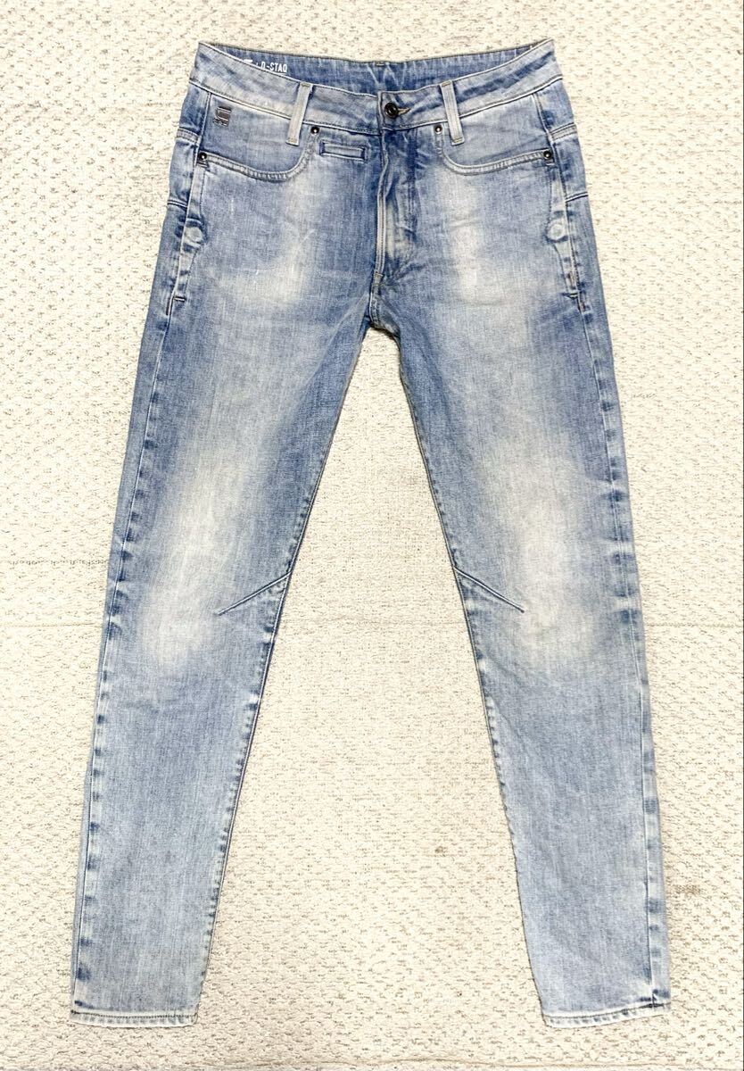 美品:G-STAR RAW(ジースターロウ).ストレッチ スリム デニム 28×32(D-STAQ 3D SLIM/Used加工/チェーンステッチ/バイカー/W80股下76/diesel_画像1