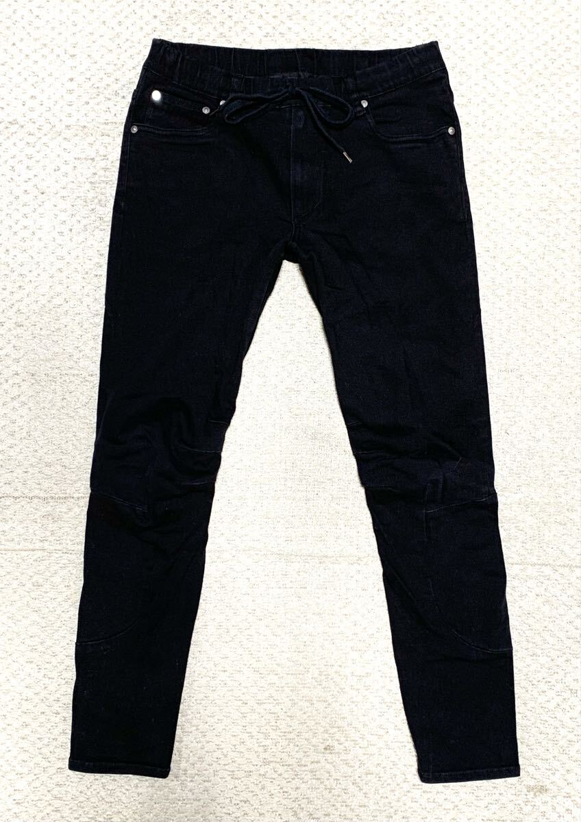 美品:アタッチメント.ハイパワー ストレッチ ツイル スリム イージー パンツ 2(黒/AP91-204/立体裁断仕立て/W74-82股下72/カズユキクマガイ_画像1