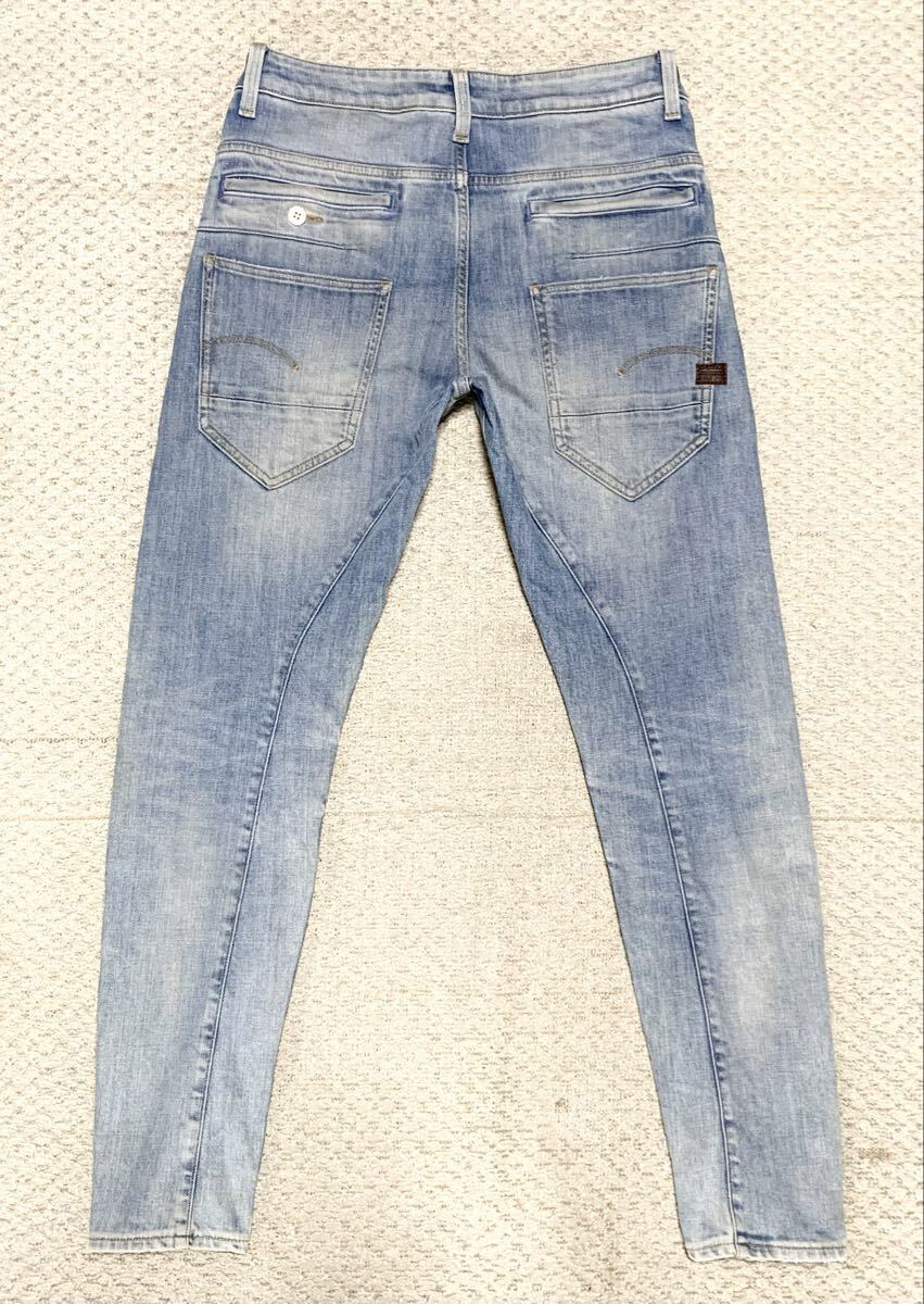 美品:G-STAR RAW(ジースターロウ).ストレッチ スリム デニム 28×32(D-STAQ 3D SLIM/Used加工/チェーンステッチ/バイカー/W80股下76/diesel_画像2