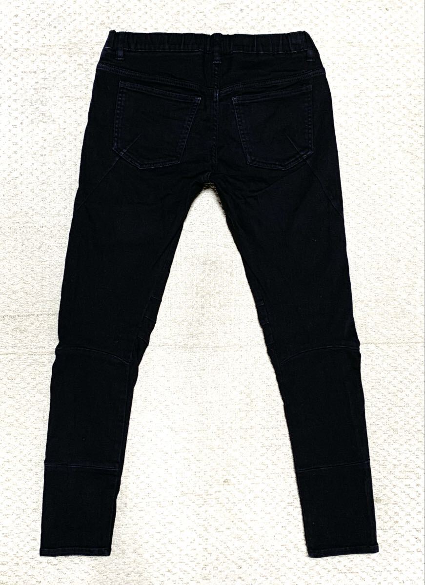 美品:アタッチメント.ハイパワー ストレッチ ツイル スリム イージー パンツ 2(黒/AP91-204/立体裁断仕立て/W74-82股下72/カズユキクマガイ_画像2