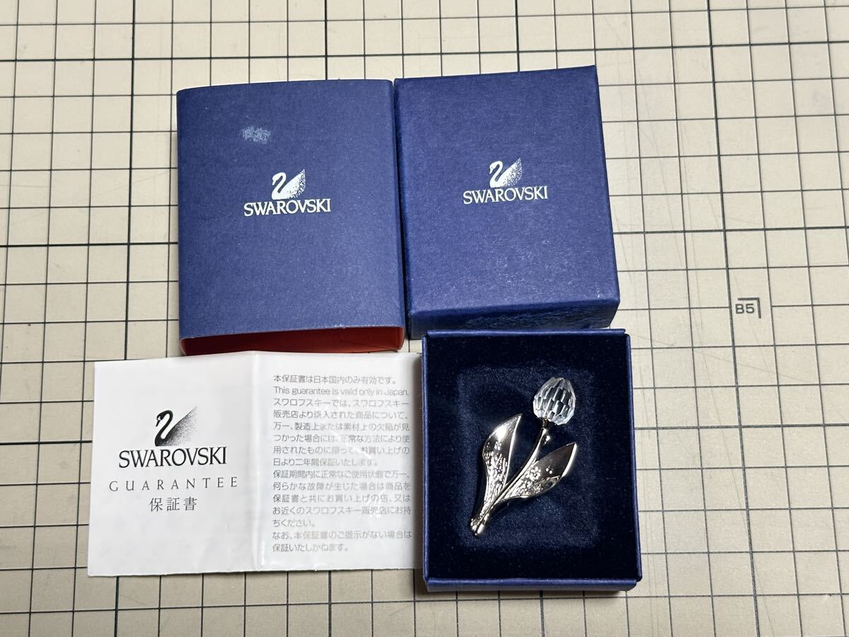 SWAROVSKI スワロフスキー 箱付き ブローチ チューリップ フラワー 花 シルバー クリスタル アクセサリー_画像1