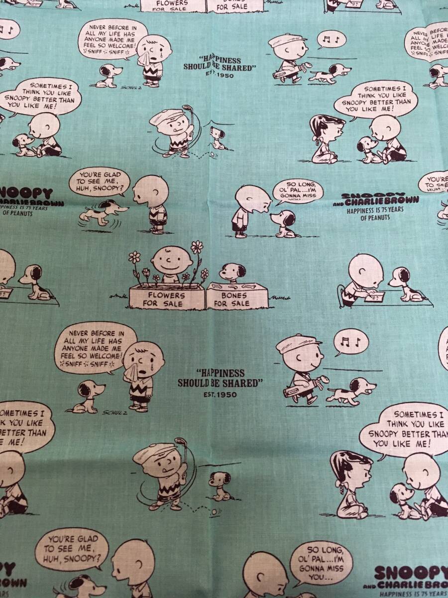PEANUTS★スヌーピー バンダナハンカチ☆彡 PEANUTS 75years ブルー☆ ハンカチ ランチクロス ランチョンマット 新品 川辺 SNOOPY_画像6