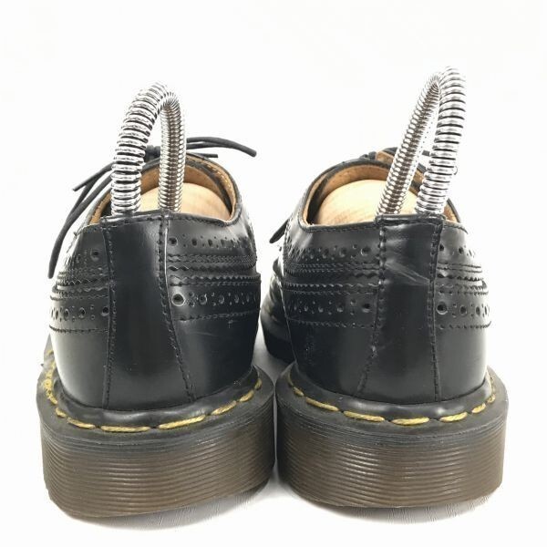  редкий Англия производства * Dr. Martens * натуральная кожа / кожа / wing chip / low cut ботинки [24.0/ чёрный ]Dr.Martens*F-103