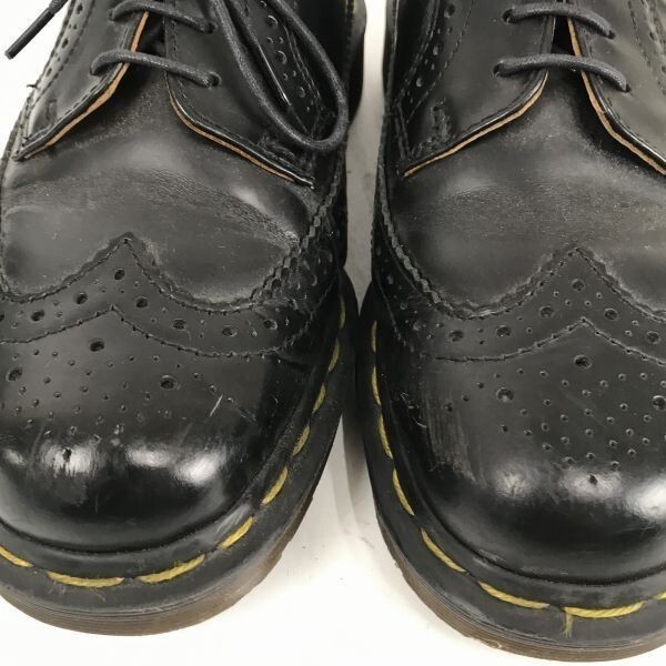  редкий Англия производства * Dr. Martens * натуральная кожа / кожа / wing chip / low cut ботинки [24.0/ чёрный ]Dr.Martens*F-103