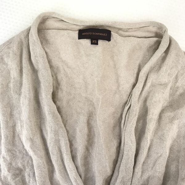 アドルフォドミンゲス　ADOLFO DOMINGUEZ★バックル付き/長袖カーディガン【レディースXS/ベージュ】◆BG783_画像3