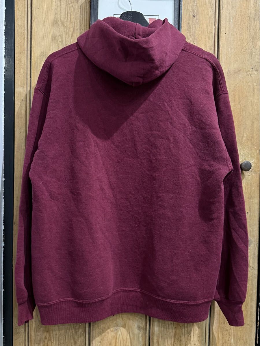 90s USA製 RUSSELL ATHLETIC スウェット フーディ XL バーガンディ カレッジ ロゴ ラッセルアスレチック_画像6