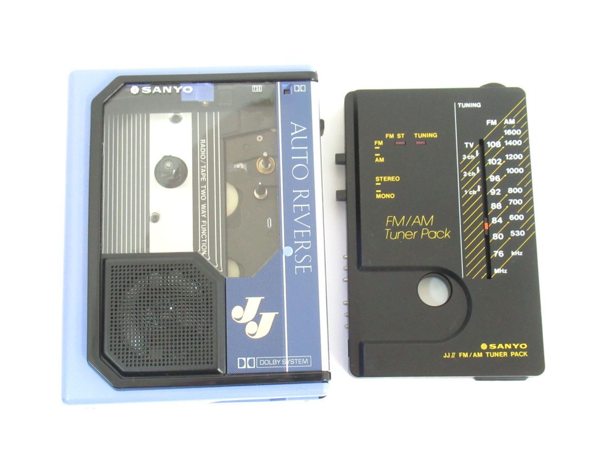 AN 2-1 本體美品 SANYO サンヨー ステレオ カセットプレーヤー MR-JJⅡ チューナーパック ヘッドホン コードアンテナ 取説付 MR-JJ2
