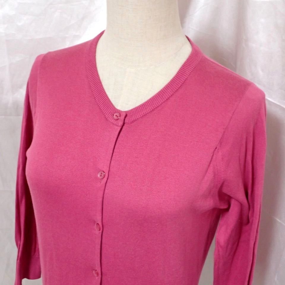 ★JOHN SMEDLEY/ジョンスメドレー シーアイランドコットン 7分袖 ニットカーディガン レディースS/ピンク&1360200091_画像3