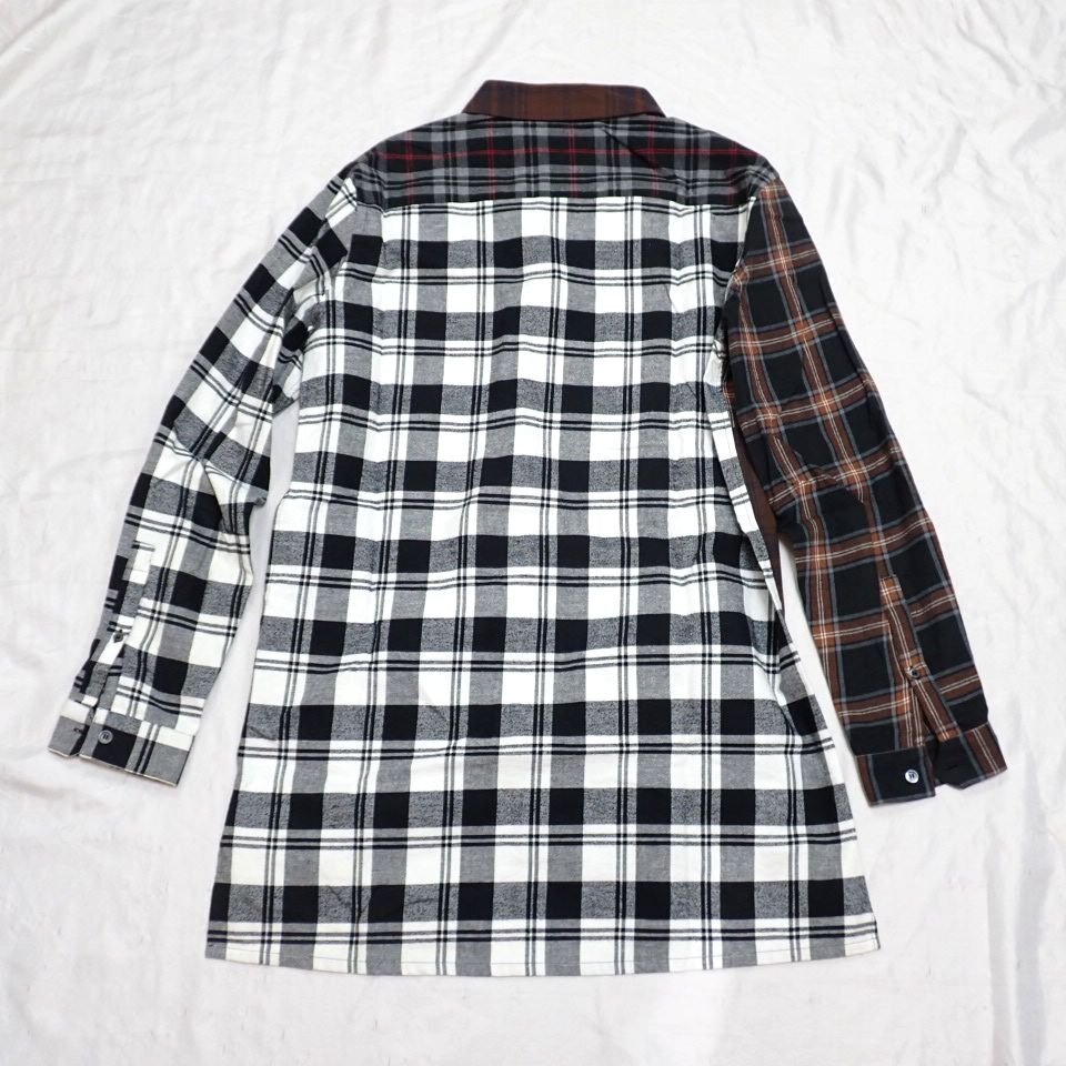 ★LOEWE/ロエベ アナグラムチェック 長袖シャツ メンズM～L相当/ブラウン系×ブラック系/コットン100%&2134500016_画像2