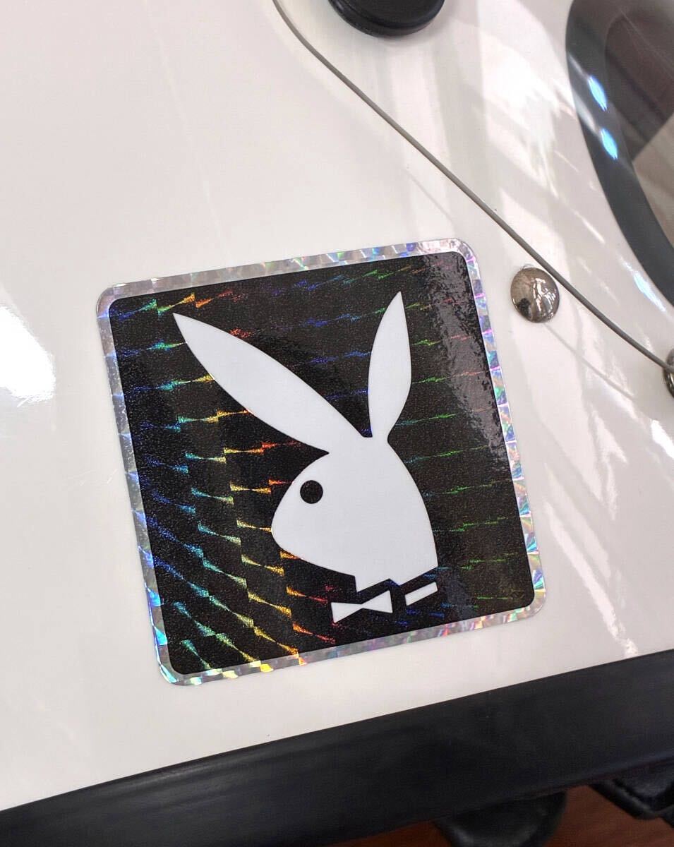 PLAYBOY Play Boy старый кролик head стикер белый + Kirakira specification l Showa Retro | highway racer | старый машина Z серия CB серия custom оборудование орнамент и т.п. 