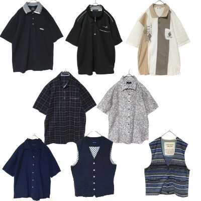 メンズ 半袖ポロシャツ 半袖シャツ ベスト まとめ売り 卸 8着 無地 ボーダー 刺繍 総柄 M LL 3L 古着_画像1