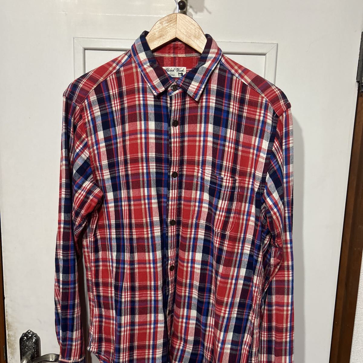 GLOBAL WORK 長袖ネルシャツ　サイズ：L_画像1