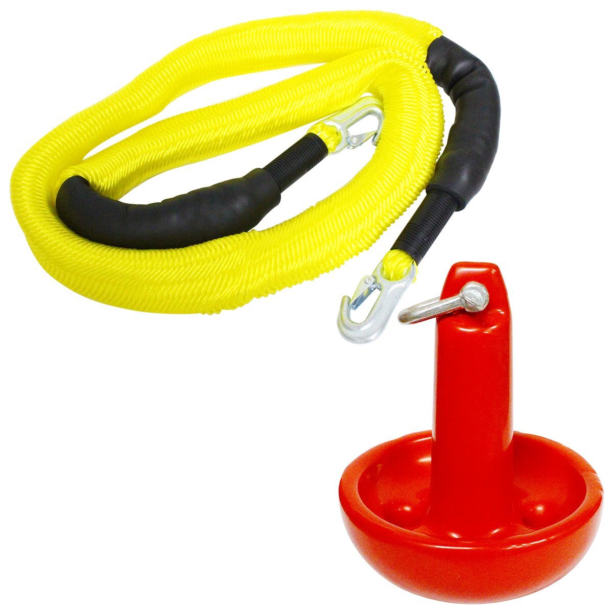【送料無料】『伸縮ロープ/アンカーセット』マッシュルームアンカー 8LBS 3.5kg 赤 レッド 6M フロート のびのび アンカー ロープ 黃色