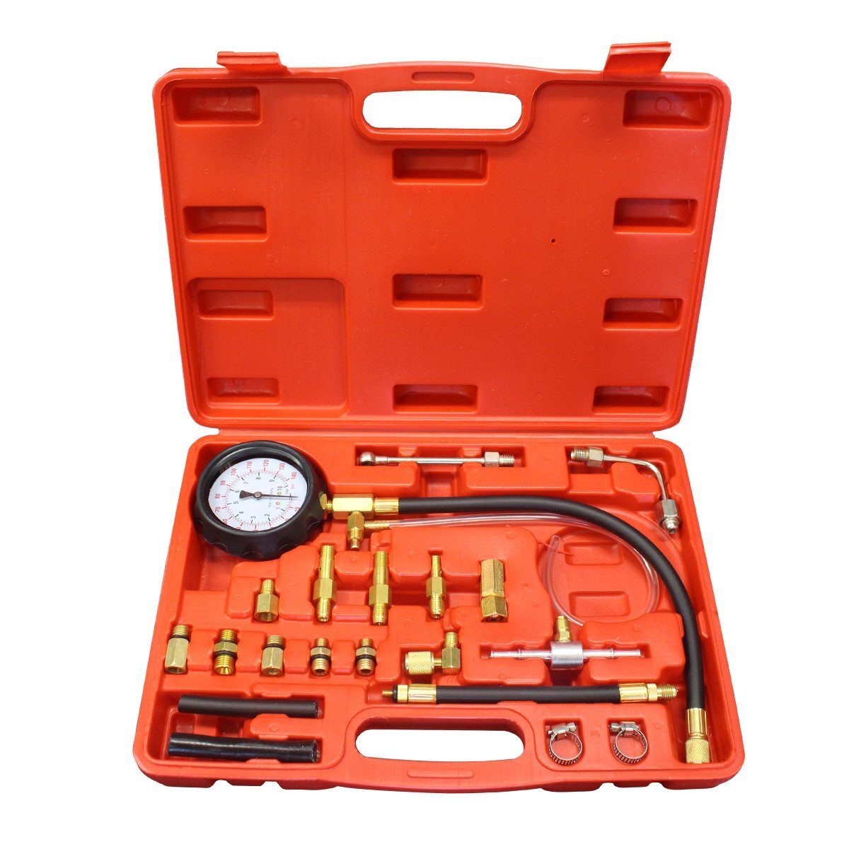 【送料無料】『燃圧測定』ガソリン 燃圧計(jì)セット 國産車 歐州車対応 プレッシャーテスター 燃料圧力計(jì) 燃圧 バキュームゲージ ケース付