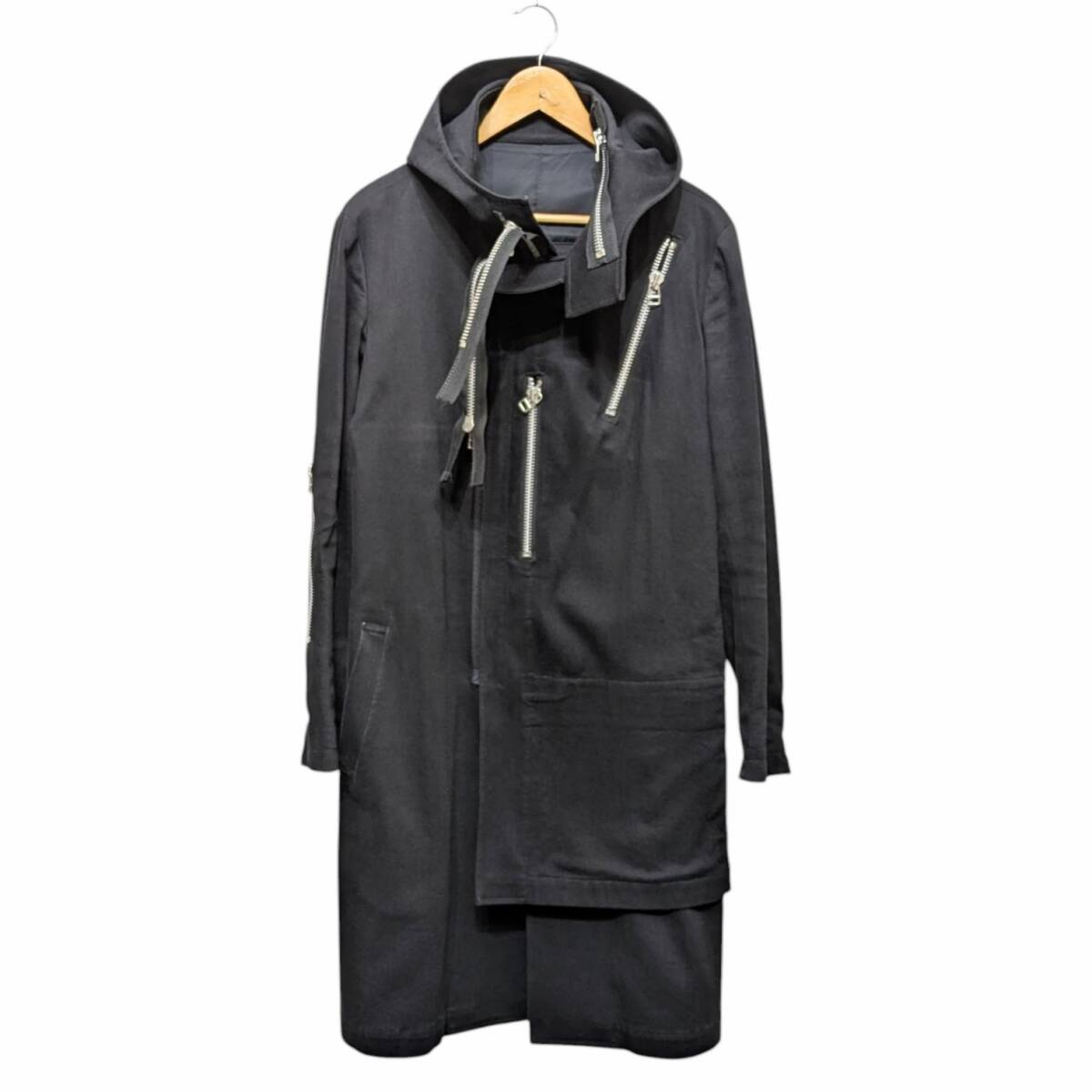 B Yohji Yamamoto 20AW look7 LAYERED ZIP COAT NR-C51-003 ヨウジヤマモト レイヤード ジップコート ブラック サイズ 2_画像1