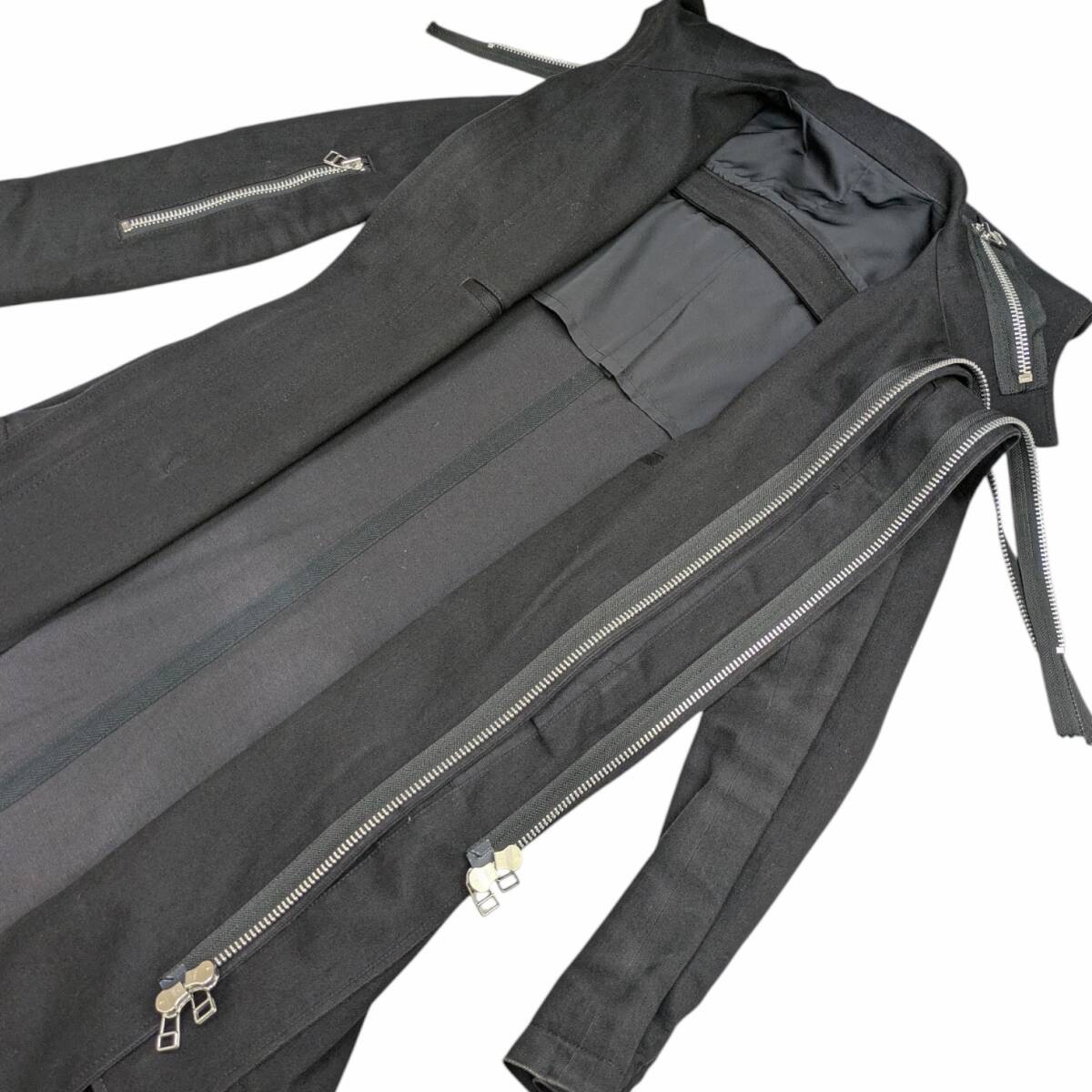 B Yohji Yamamoto 20AW look7 LAYERED ZIP COAT NR-C51-003 ヨウジヤマモト レイヤード ジップコート ブラック サイズ 2_画像6